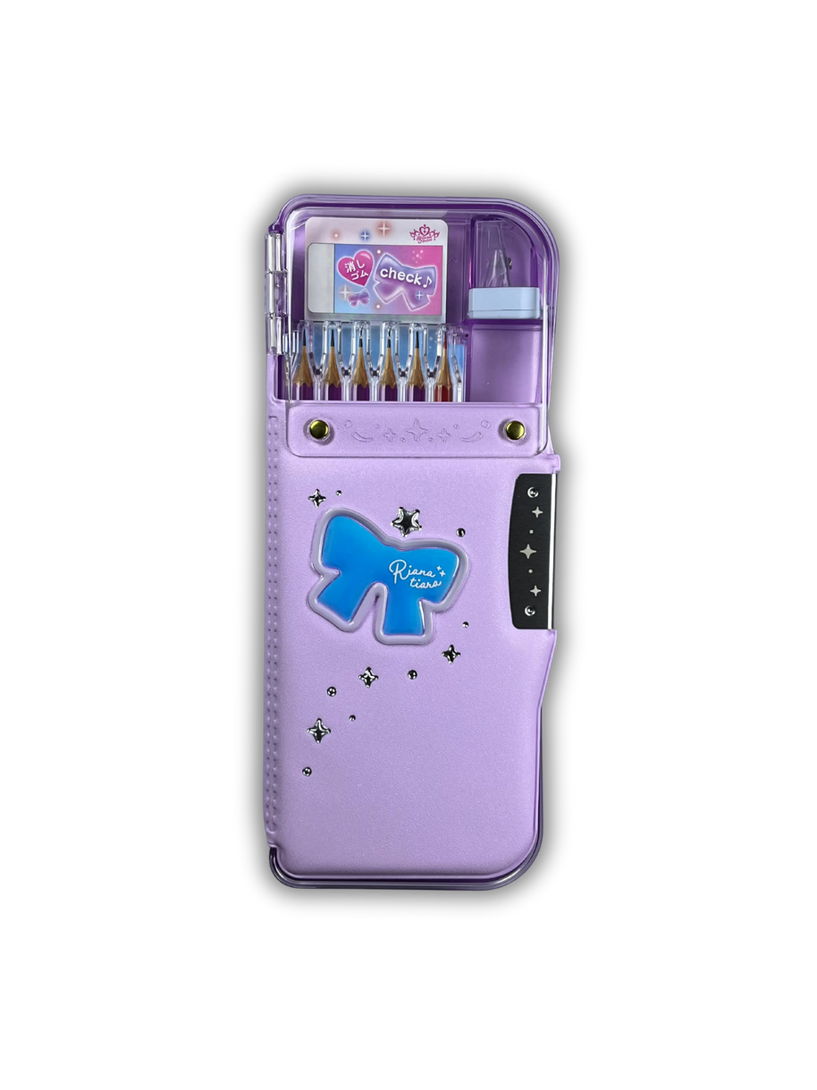 Enyaku Check Alpha Double-Sided Pen Case: Riana Tiara Violet - Secure Hardshell
