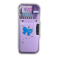Enyaku Check Alpha Double-Sided Pen Case: Riana Tiara Violet - Secure Hardshell