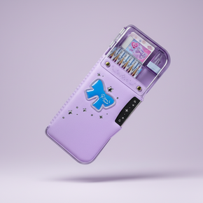 Enyaku Check Alpha Double-Sided Pen Case: Riana Tiara Violet - Secure Hardshell