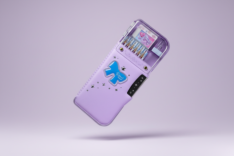 Enyaku Check Alpha Double-Sided Pen Case: Riana Tiara Violet - Secure Hardshell