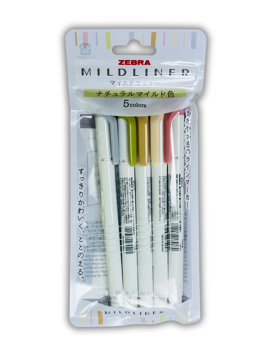 Zebra Mildliner Double-Sided Highlighter: 5-Color Japanese Marker Set