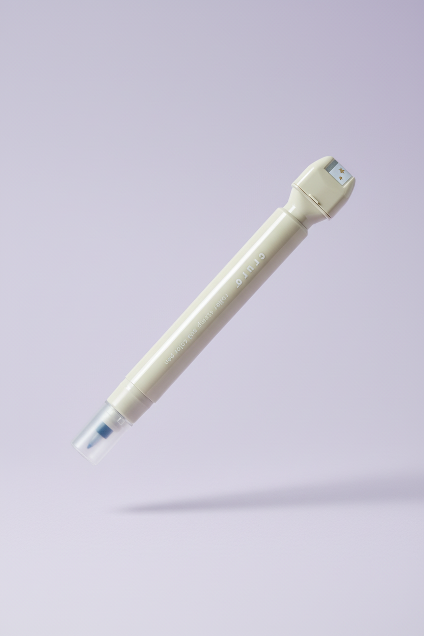 KUTSUWA Pen Stamp: Dual-Ended Highlighter & Planner Stamp (Aesthetic Latte Beige)