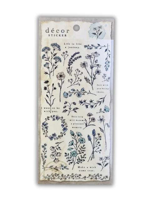 Iron Blue Antique Decal Stickers: Matte PET Transparent Washi Style - Vintage Frames & Wreaths