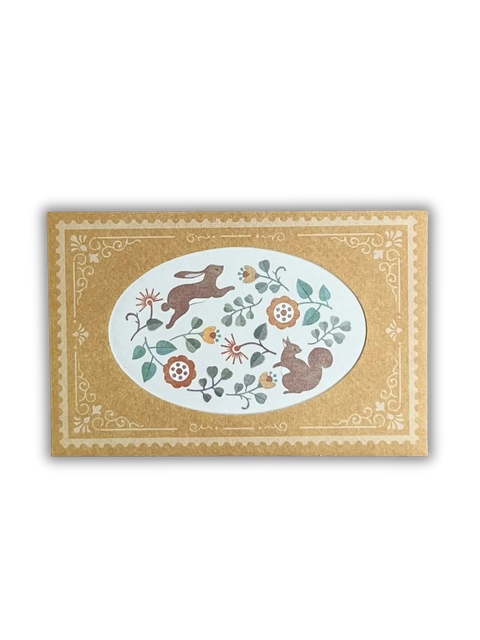 European Antique Market Mini Card Set: Squirrel & Rabbit Die-Cut Window