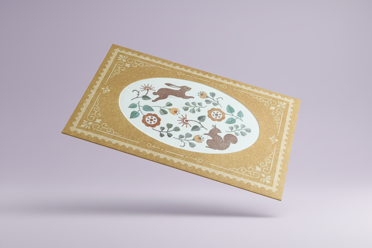 European Antique Market Mini Card Set: Squirrel & Rabbit Die-Cut Window