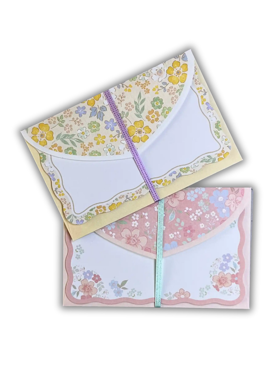 Risette Mini Message Card Set: 5-Pack Floral Die-Cut Cards & Votive Paper Envelopes