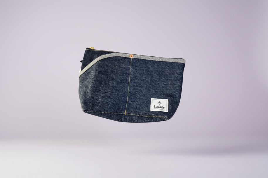 Luddite Okayama Denim Large Boat Pouch: Premium Travel & Stationery Organizer