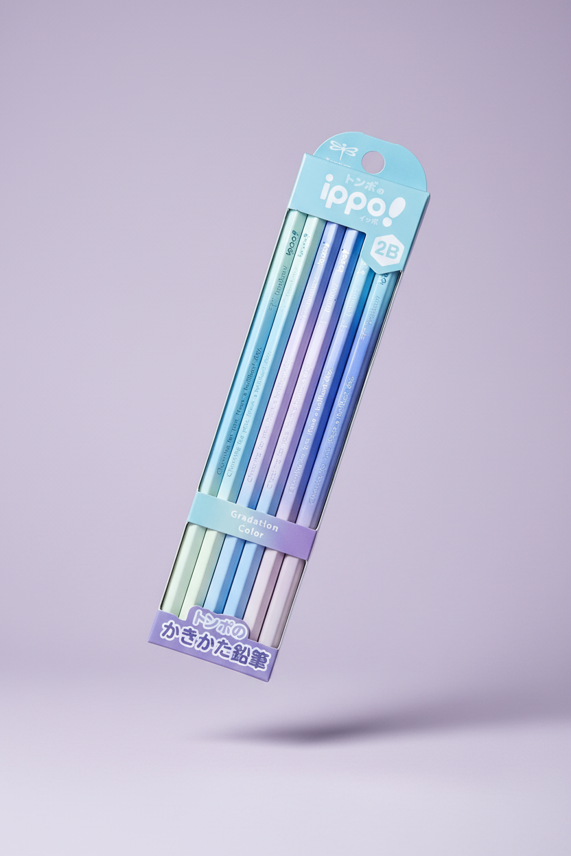 Tombow Ippo! Kaki-kata Pencils: 2B Gradation Grip Design (12-Pack High-Contrast Graphite)