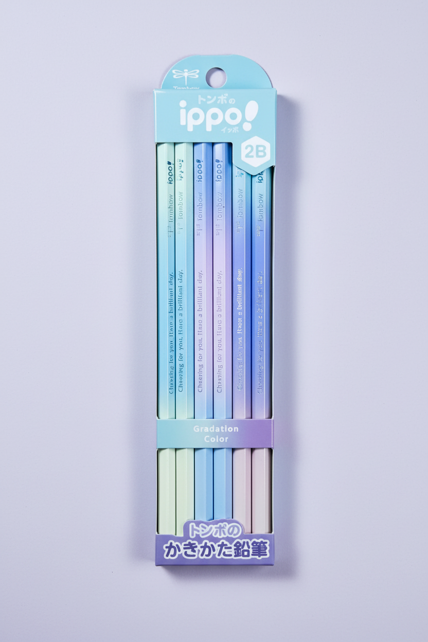 Tombow Ippo! Kaki-kata Pencils: 2B Gradation Grip Design (12-Pack High-Contrast Graphite)