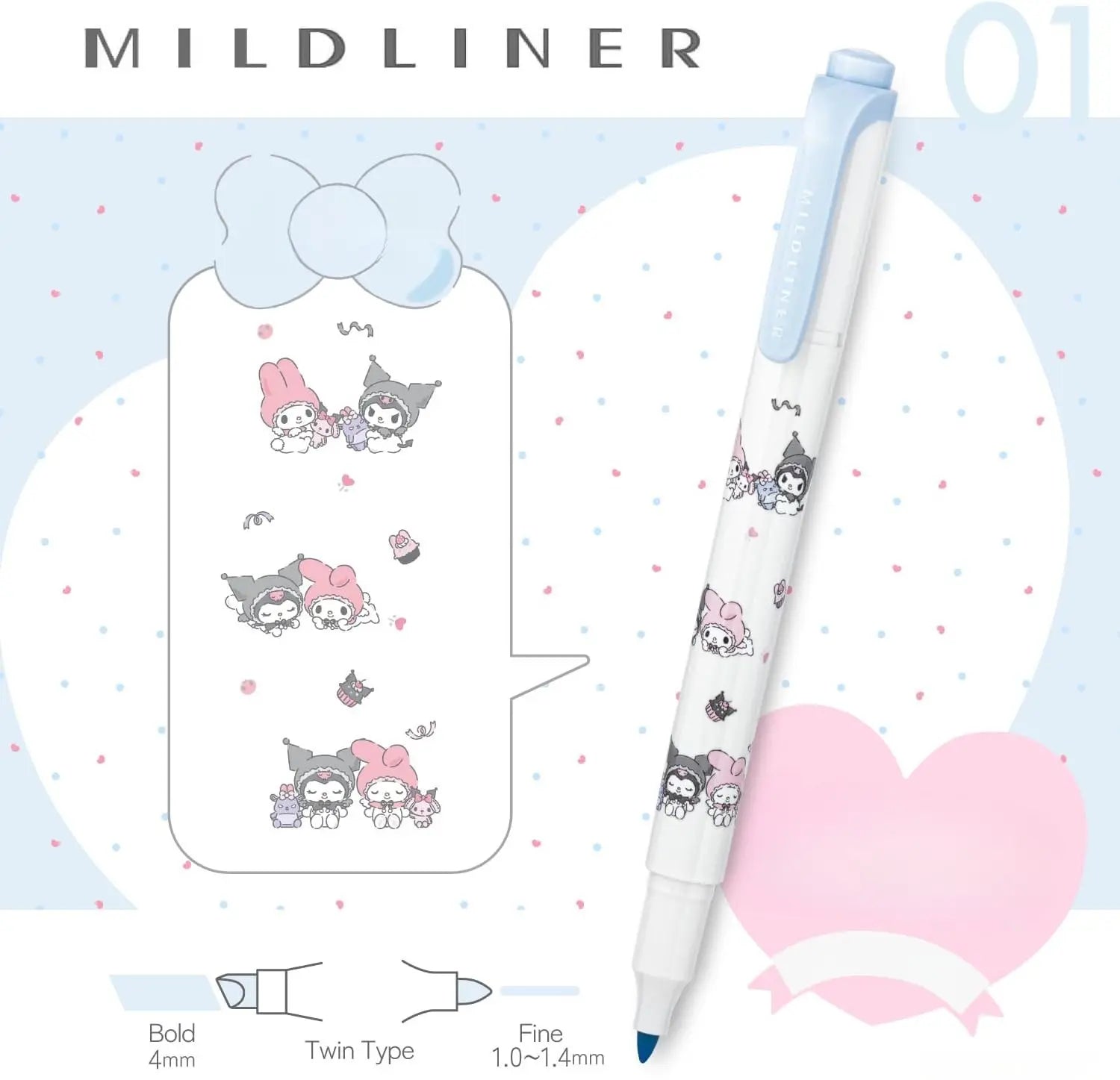 Zebra Mildliner x Sanrio 50th Anniversary Set: My Melody & Kuromi Limited Edition (5-Pack)
