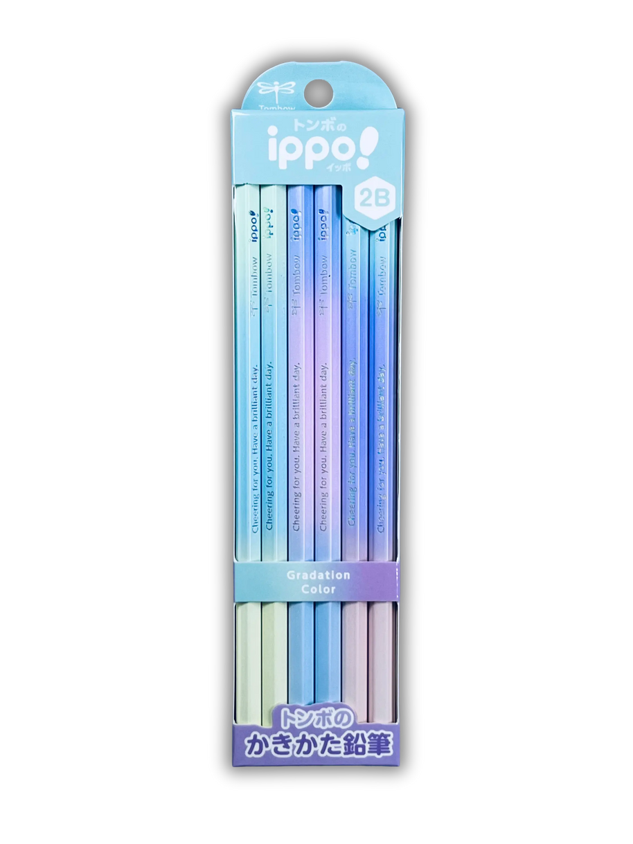 Tombow Ippo! Kaki-kata Pencils: 2B Gradation Grip Design (12-Pack High-Contrast Graphite)
