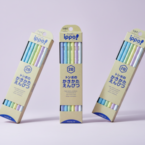Tombow Ippo! Kaki-kata Pencils: 2B Pastel Natural Design (12-Pack Japanese Graphite)