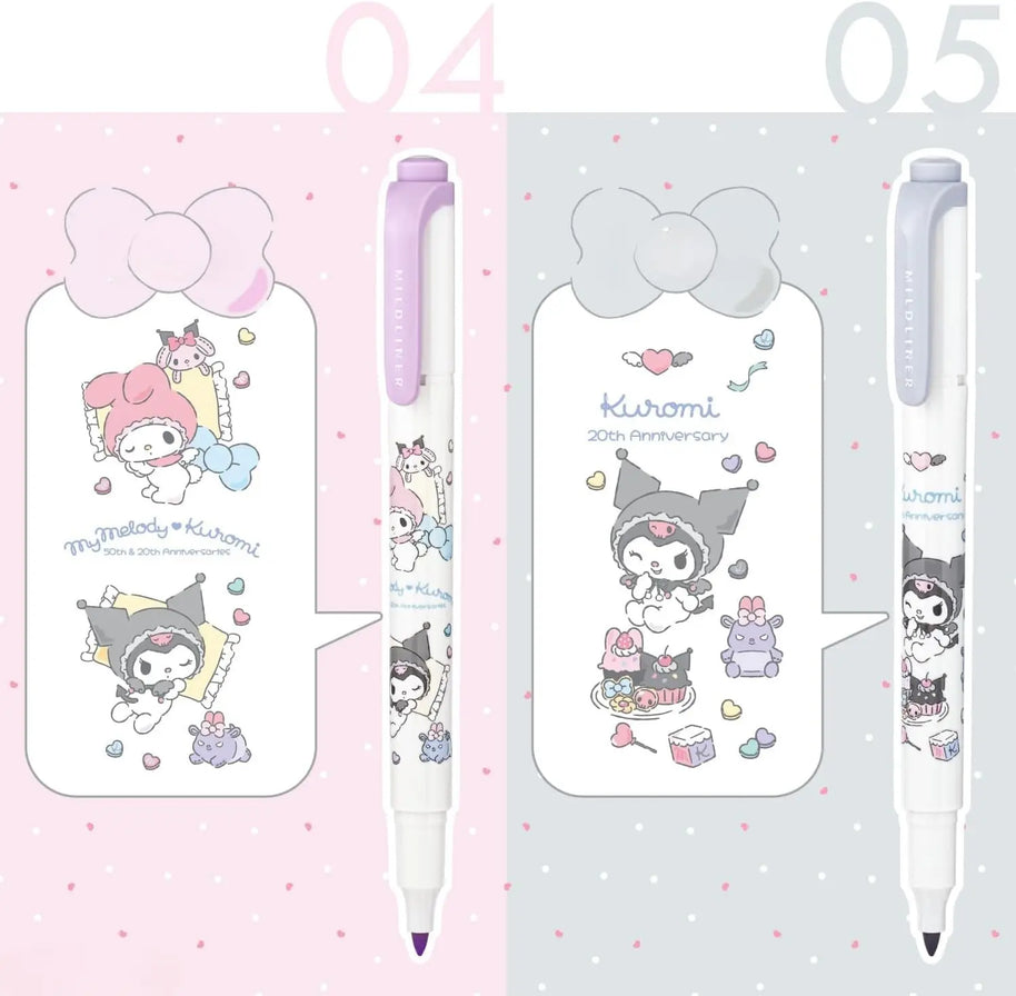 Zebra Mildliner x Sanrio 50th Anniversary Set: My Melody & Kuromi Limited Edition (5-Pack)