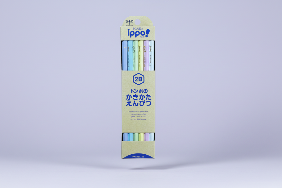 Tombow Ippo! Kaki-kata Pencils: 2B Pastel Natural Design (12-Pack Japanese Graphite)