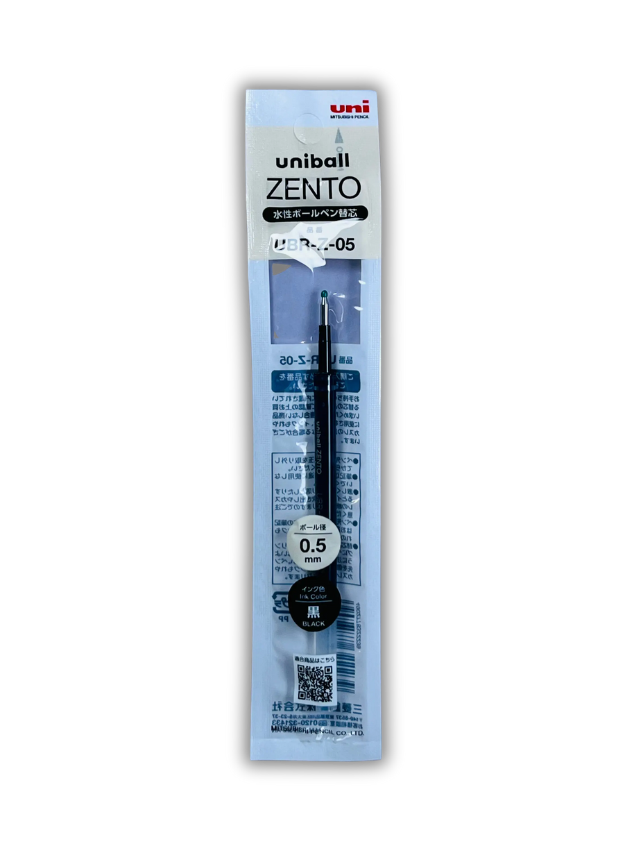 Uniball ZENTO Gel Pen Refill: 0.5mm Black - Smooth, Smudge-Free Japanese Ink