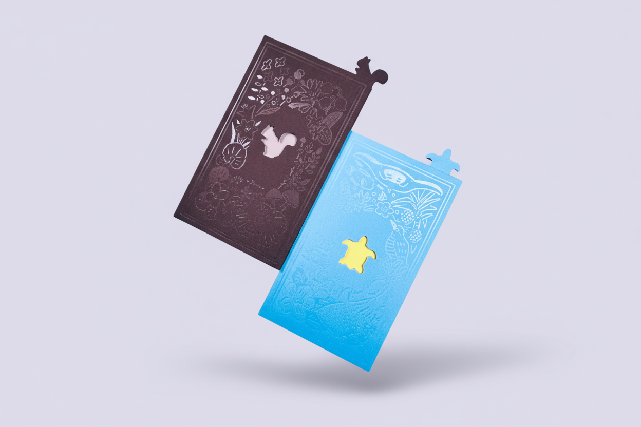 booco x Masao Takahata Hokkaido Window Notebook: Die-Cut Squirrel Hardcover - B6 Japanese Art Stationery