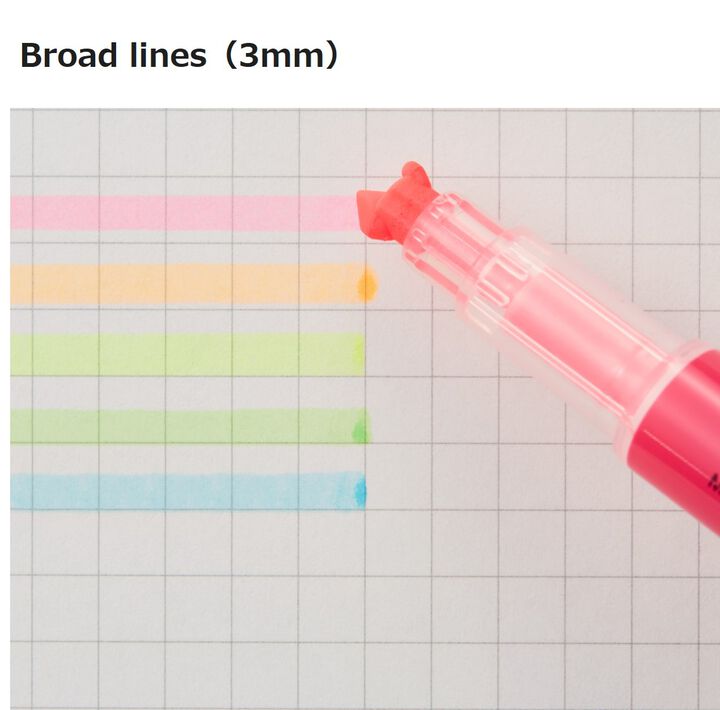 KOKUYO Beetle Tip 3-Way Highlighter: Double Line & Fine Point Set 5-Color