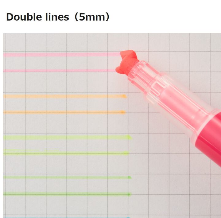 KOKUYO Beetle Tip 3-Way Highlighter: Double Line & Fine Point Set 5-Color